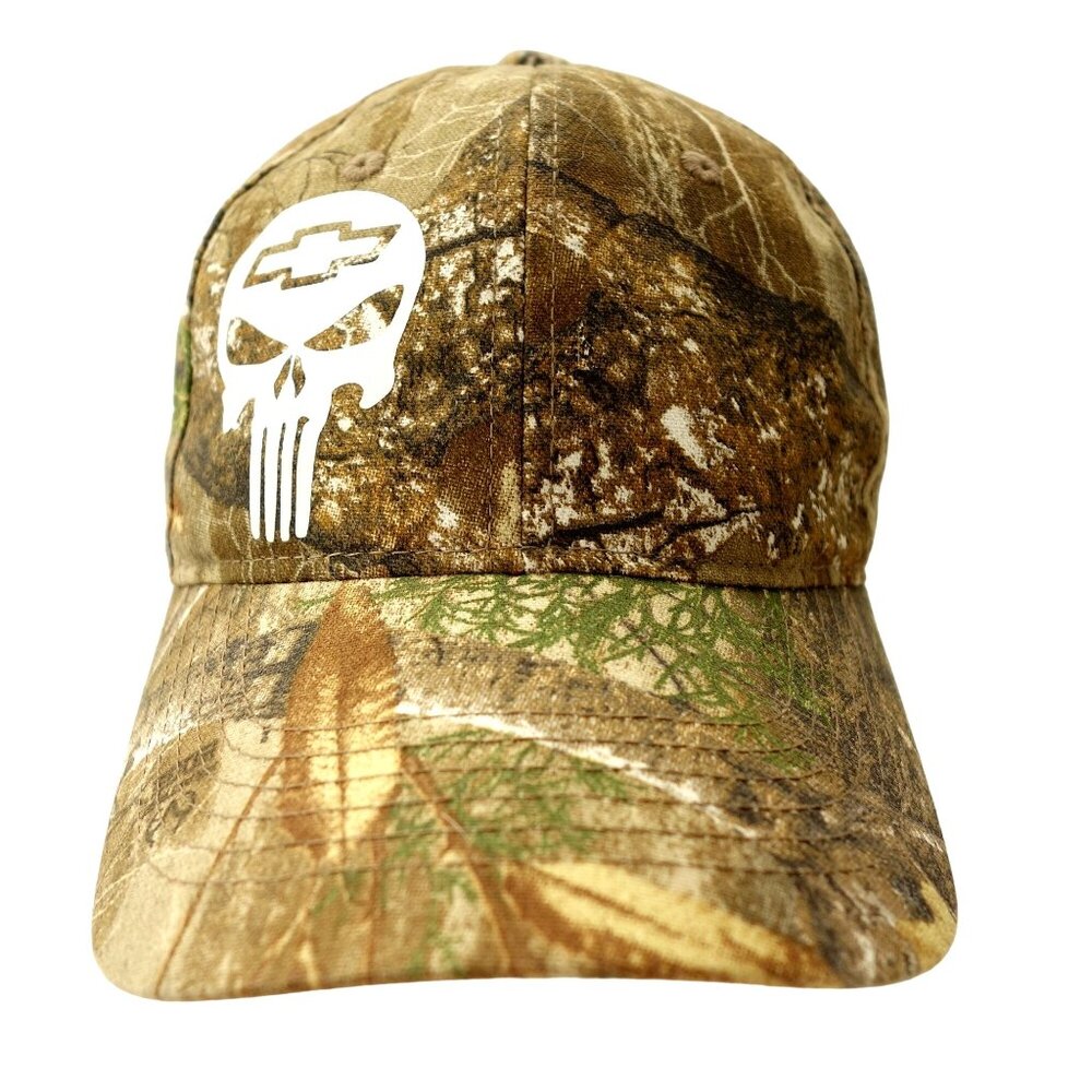 Realtree Chevrolet Logo Punisher Decal Strapback‎ Camouflage Baseball Cap Hat